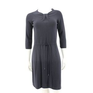 Armani Collezioni Blue Knit Drawstring Waist Long Sleeve Sweater Dress Size 8